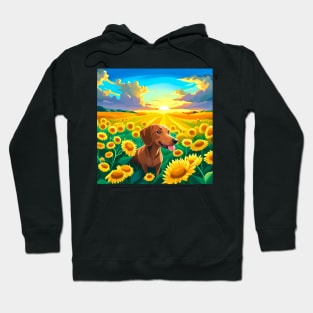 Dachshund in a Field of Sunflowers Hoodie